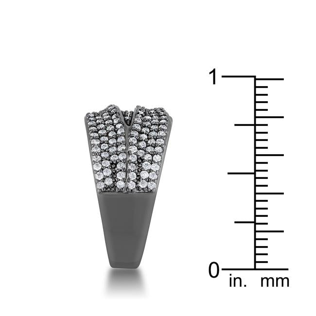 Kina 1.7ct Clear CZ Hematite Contemporary Cocktail Ring - Charming Charlie