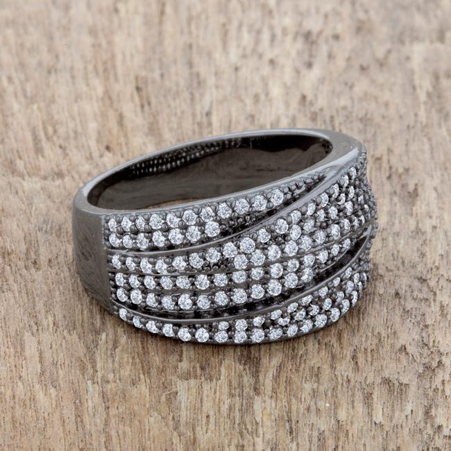 Kina 1.7ct Clear CZ Hematite Contemporary Cocktail Ring - Charming Charlie