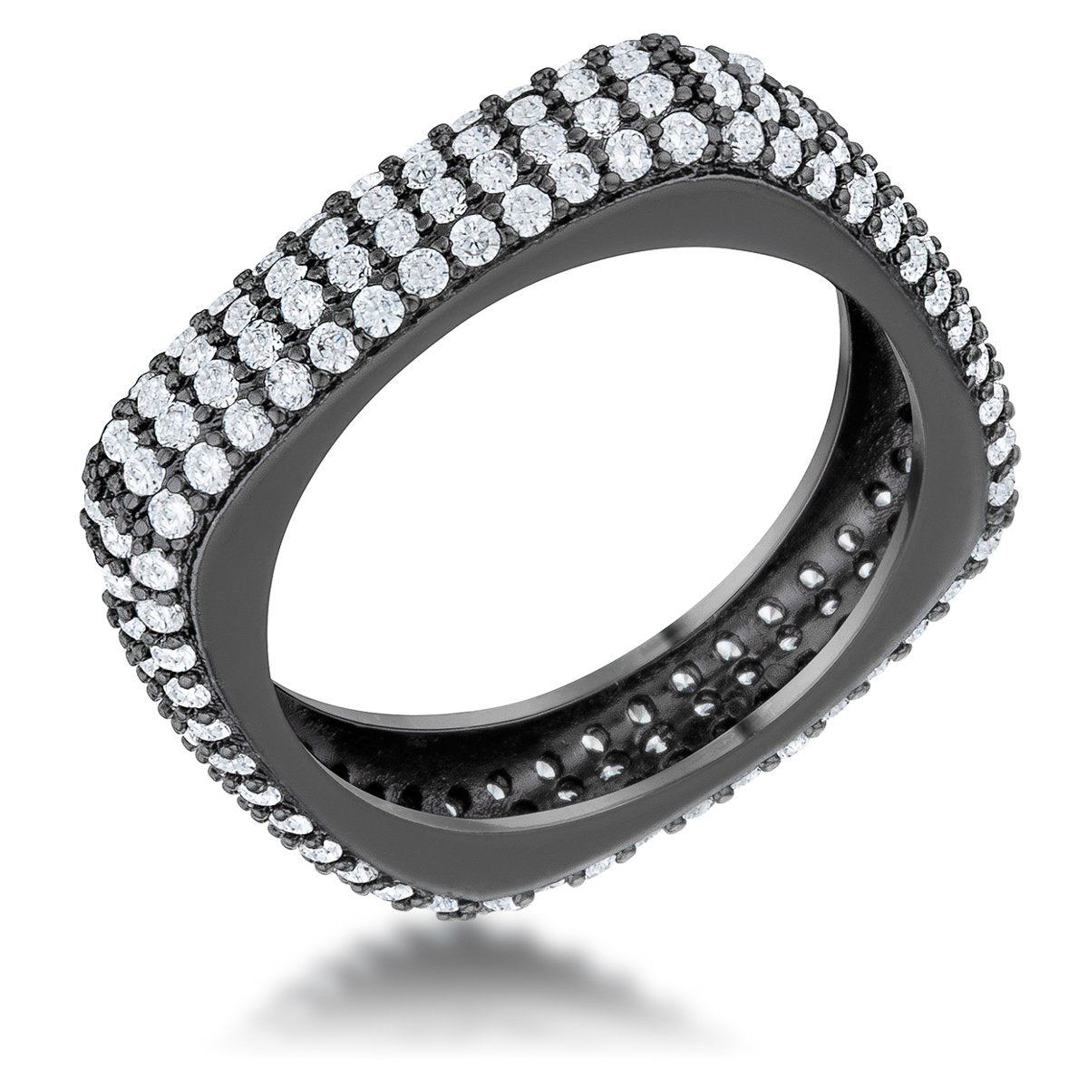 Jana 1.29ct CZ Hematite Contemporary Square Band Ring - Charming Charlie