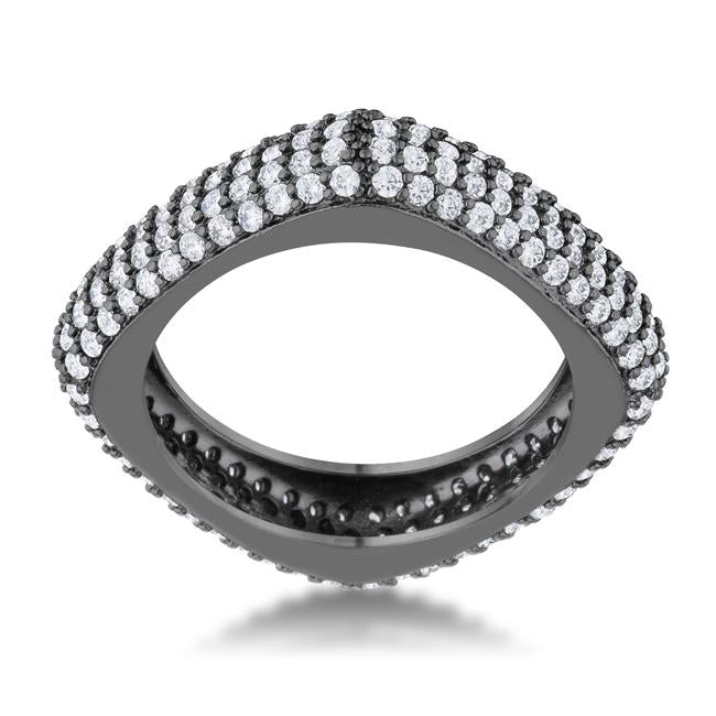 Jana 1.29ct CZ Hematite Contemporary Square Band Ring - Charming Charlie
