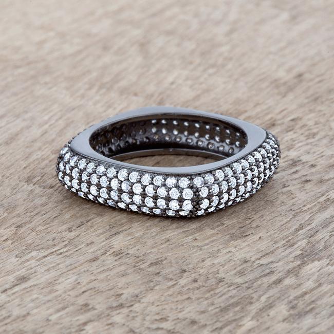 Jana 1.29ct CZ Hematite Contemporary Square Band Ring - Charming Charlie