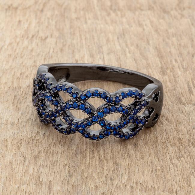 Brina 0.4ct Sapphire CZ Hematite Twist Ring - Charming Charlie
