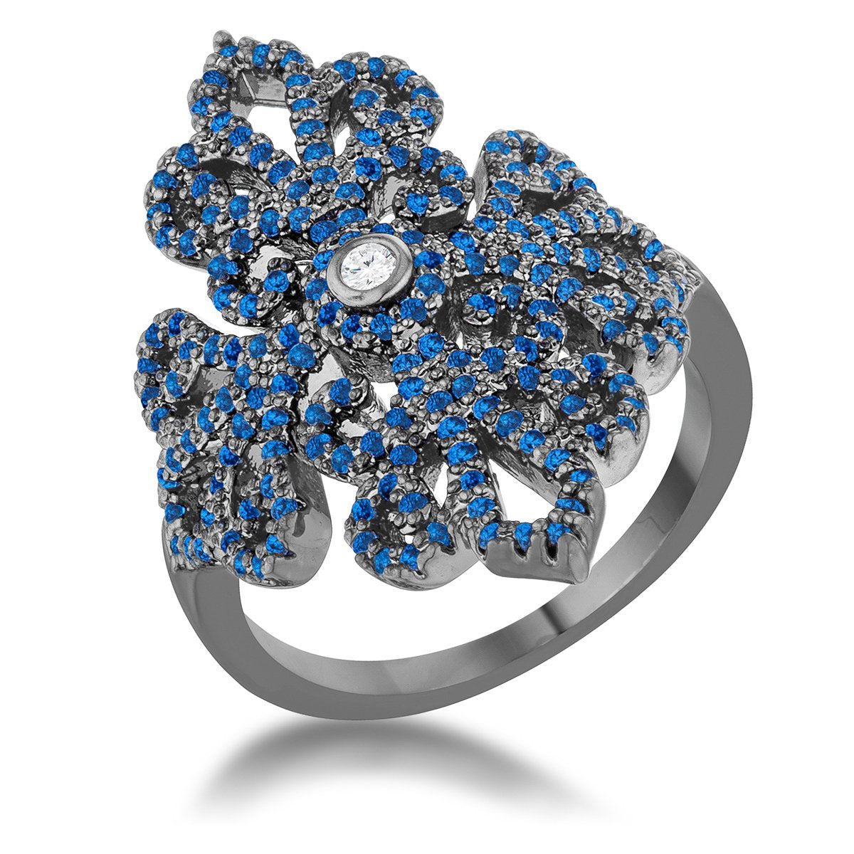 Victoria 1.23ct Sapphire CZ Hematite Filigree Cocktail Ring - Charming Charlie