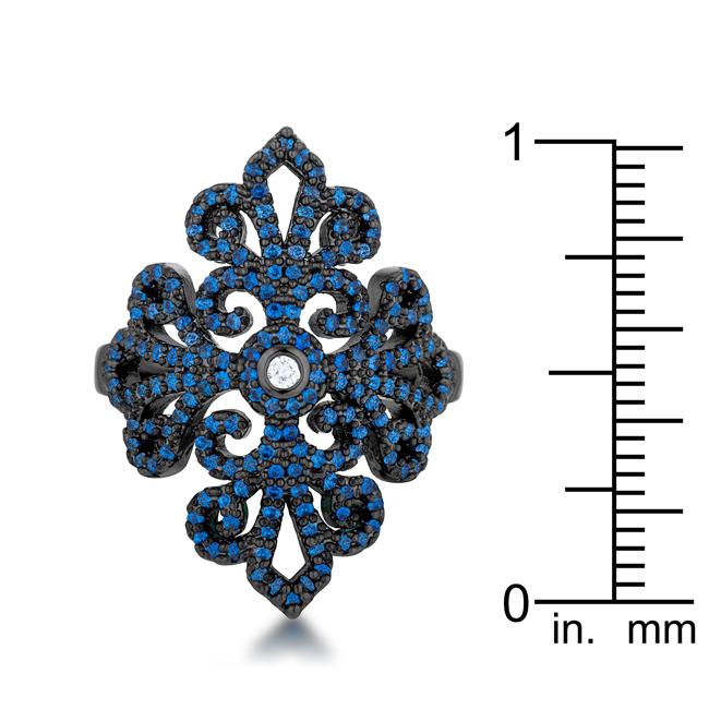 Victoria 1.23ct Sapphire CZ Hematite Filigree Cocktail Ring - Charming Charlie