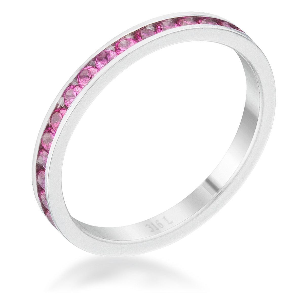 Teresa 0.5ct Ruby CZ Stainless Steel Eternity Band - Charming Charlie
