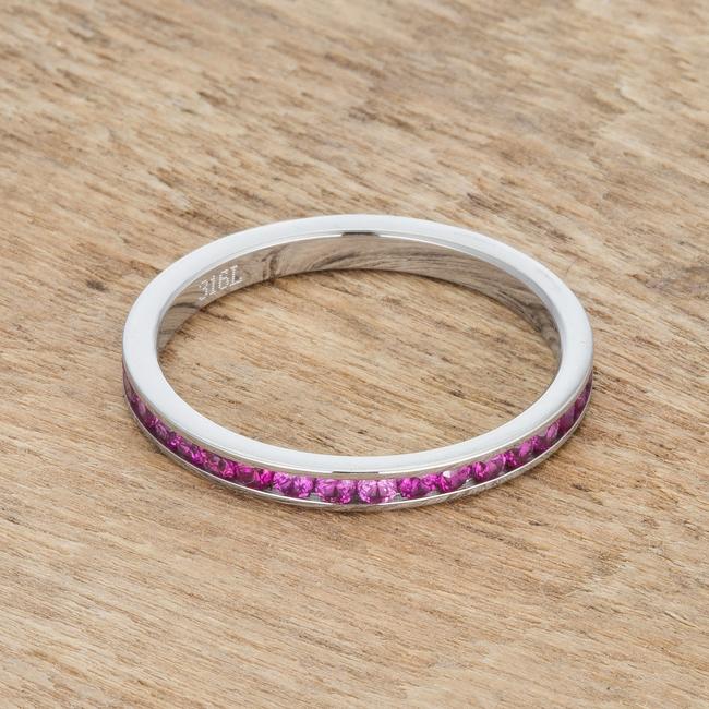 Teresa 0.5ct Ruby CZ Stainless Steel Eternity Band - Charming Charlie