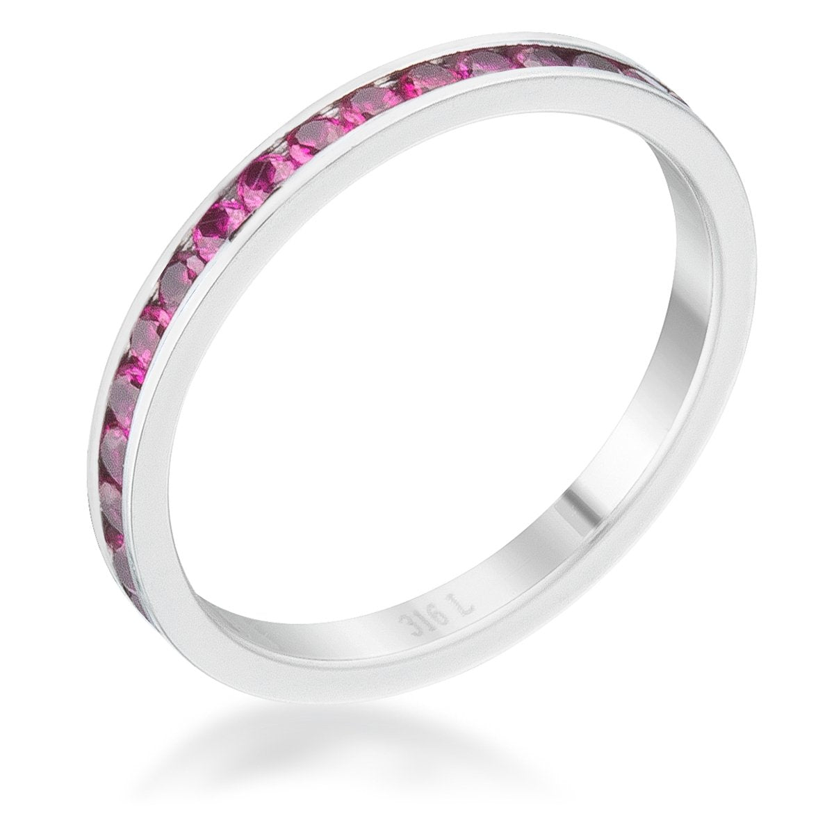 Teresa 0.5ct Garnet CZ Stainless Steel Eternity Band - Charming Charlie
