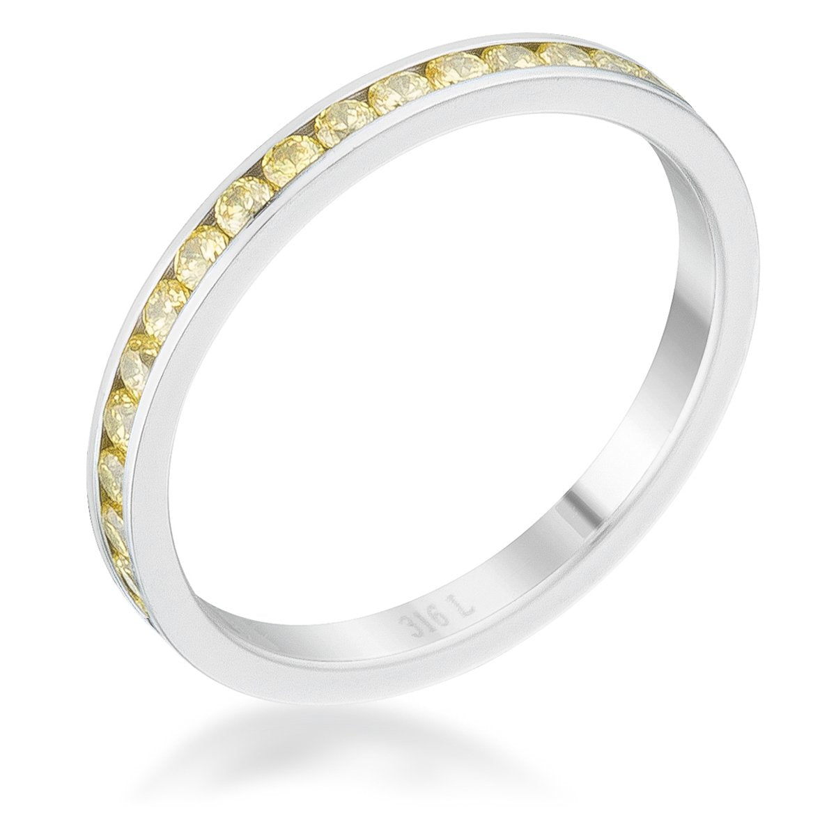 Teresa 0.5ct Jonquil CZ Stainless Steel Eternity Band - Charming Charlie
