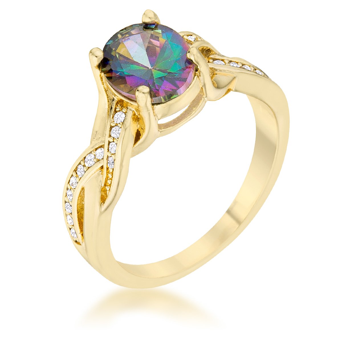 Justine 2ct Mystic CZ 14k Gold Classic Oval Ring - Charming Charlie