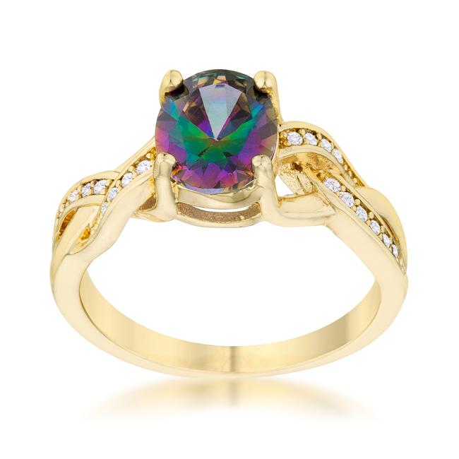 Justine 2ct Mystic CZ 14k Gold Classic Oval Ring - Charming Charlie