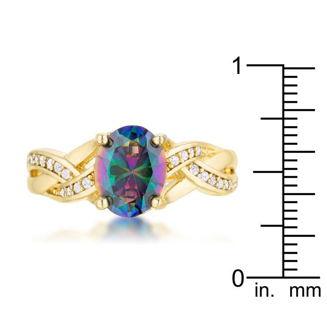 Justine 2ct Mystic CZ 14k Gold Classic Oval Ring - Charming Charlie