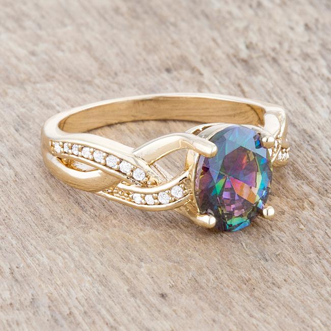 Justine 2ct Mystic CZ 14k Gold Classic Oval Ring - Charming Charlie
