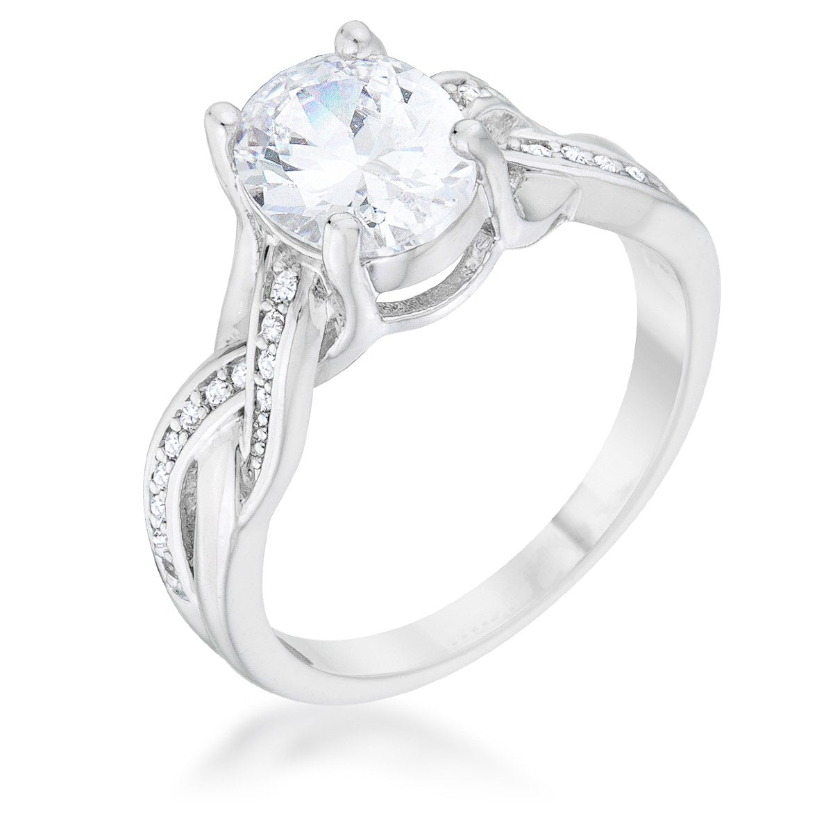 Justine 2ct CZ Rhodium Classic Oval Ring - Charming Charlie