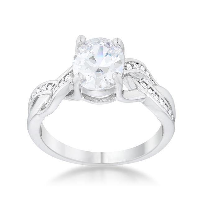 Justine 2ct CZ Rhodium Classic Oval Ring - Charming Charlie