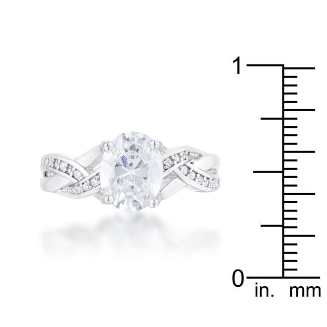 Justine 2ct CZ Rhodium Classic Oval Ring - Charming Charlie