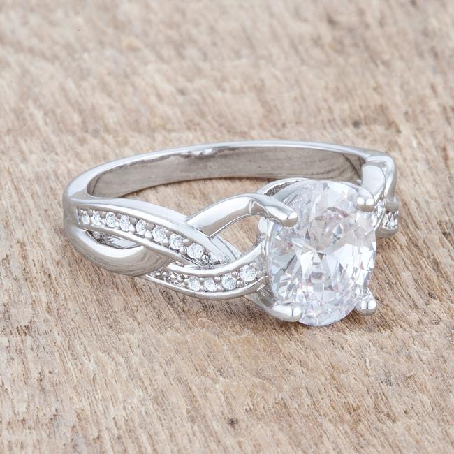 Justine 2ct CZ Rhodium Classic Oval Ring - Charming Charlie