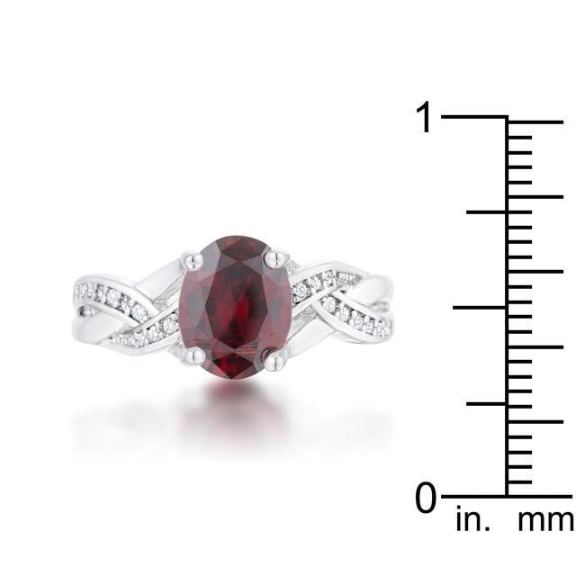 Justine 2ct Garnet CZ Rhodium Classic Oval Ring - Charming Charlie