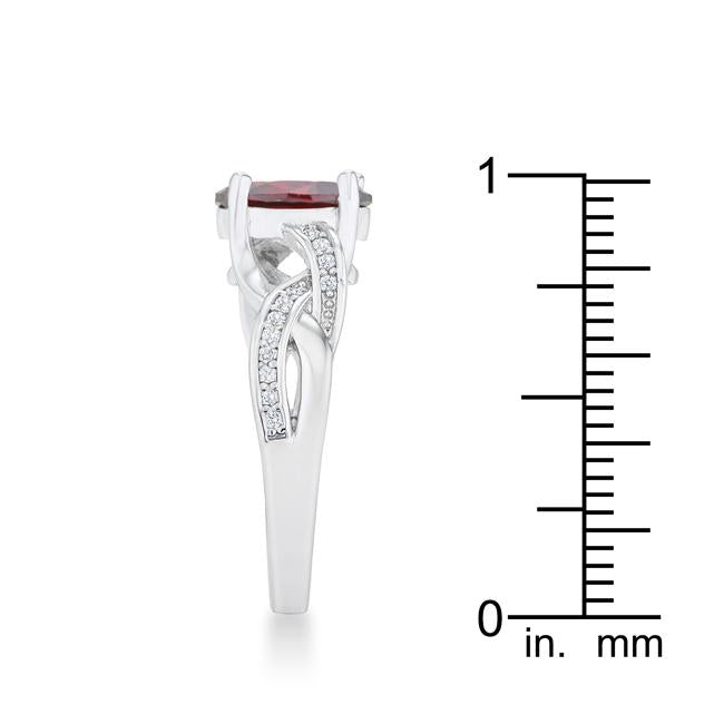 Justine 2ct Garnet CZ Rhodium Classic Oval Ring - Charming Charlie