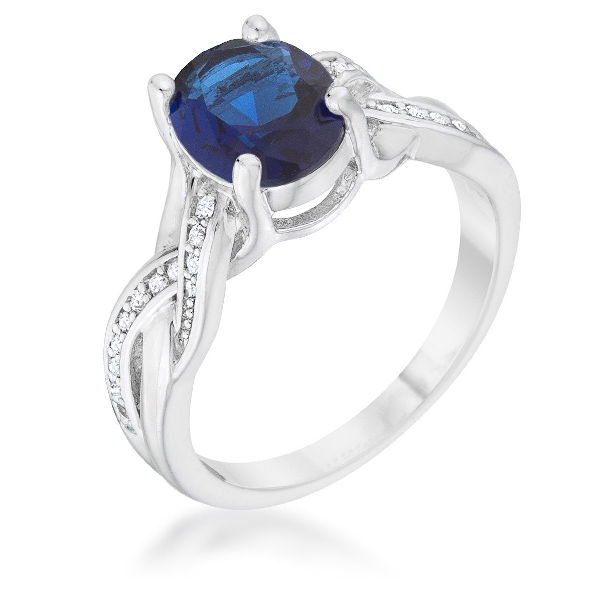 Justine 2ct Sapphire CZ Rhodium Classic Oval Ring - Charming Charlie