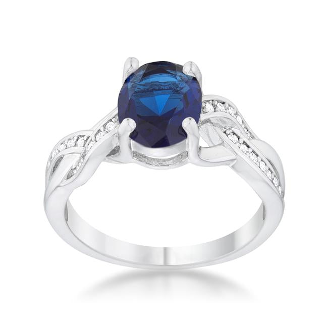 Justine 2ct Sapphire CZ Rhodium Classic Oval Ring - Charming Charlie
