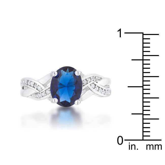 Justine 2ct Sapphire CZ Rhodium Classic Oval Ring - Charming Charlie