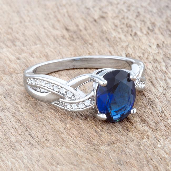 Justine 2ct Sapphire CZ Rhodium Classic Oval Ring - Charming Charlie
