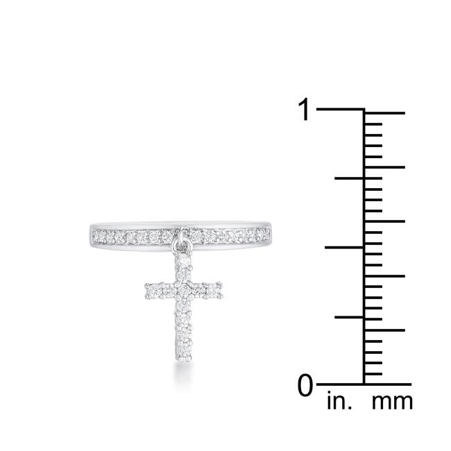 Christine 0.2ct CZ Rhodium Cross Charm Ring - Charming Charlie