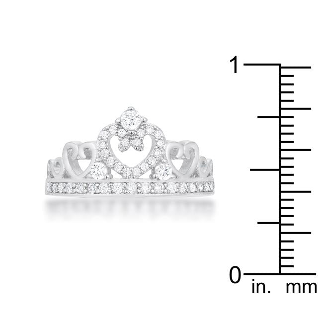 Aurora 0.34ct CZ Rhodium Heart Crown Ring - Charming Charlie