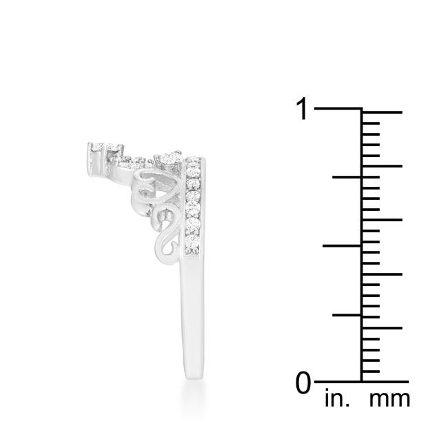 Aurora 0.34ct CZ Rhodium Heart Crown Ring - Charming Charlie