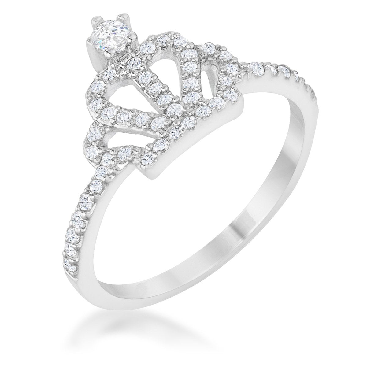 Elina 0.36ct CZ Rhodium Simple Crown Ring - Charming Charlie