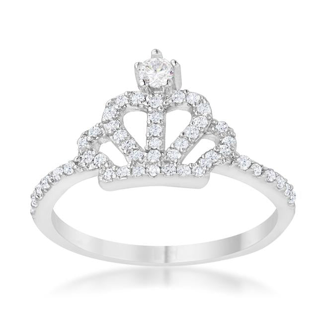 Elina 0.36ct CZ Rhodium Simple Crown Ring - Charming Charlie