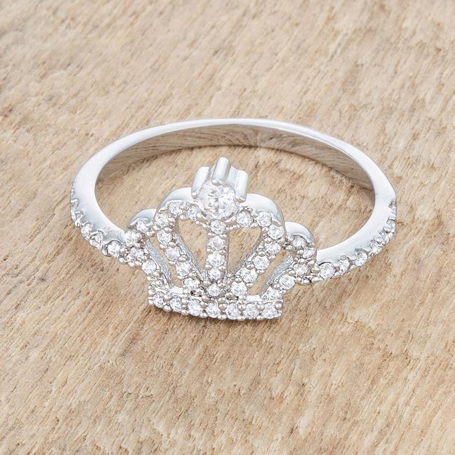 Elina 0.36ct CZ Rhodium Simple Crown Ring - Charming Charlie