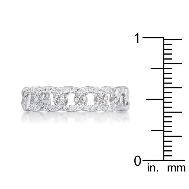 Interlocking Rhodium Chain Design Ring with CZ - Charming Charlie