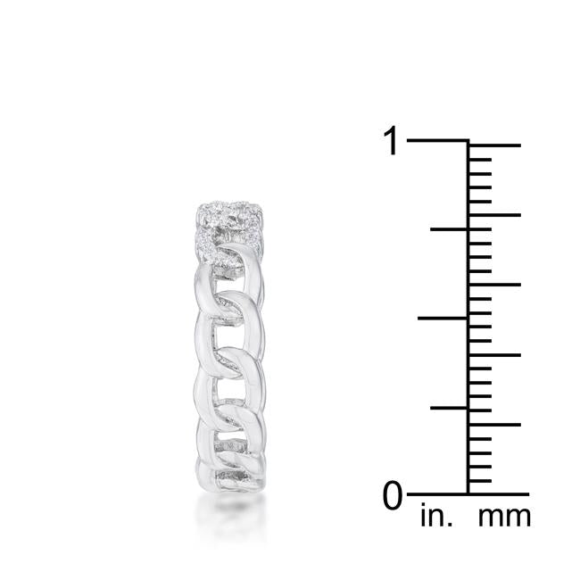 Interlocking Rhodium Chain Design Ring with CZ - Charming Charlie