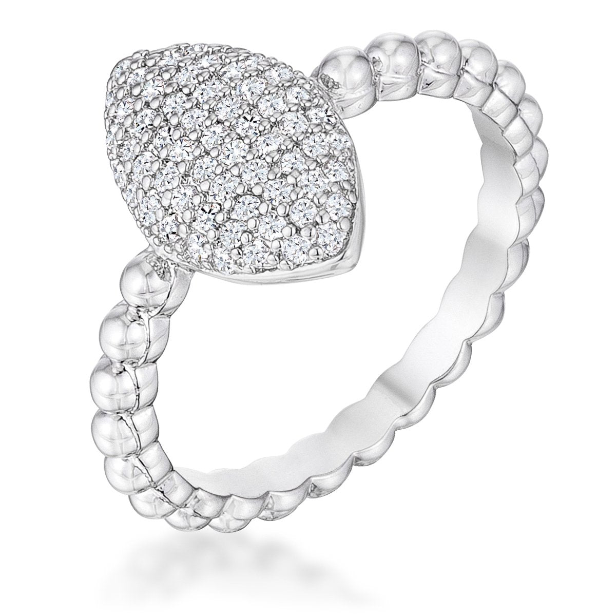 .3Ct Beautiful Oval-Designed Rhodium Ring With Clear CZ - Charming Charlie