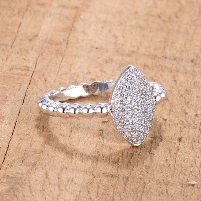 .3Ct Beautiful Oval-Designed Rhodium Ring With Clear CZ - Charming Charlie