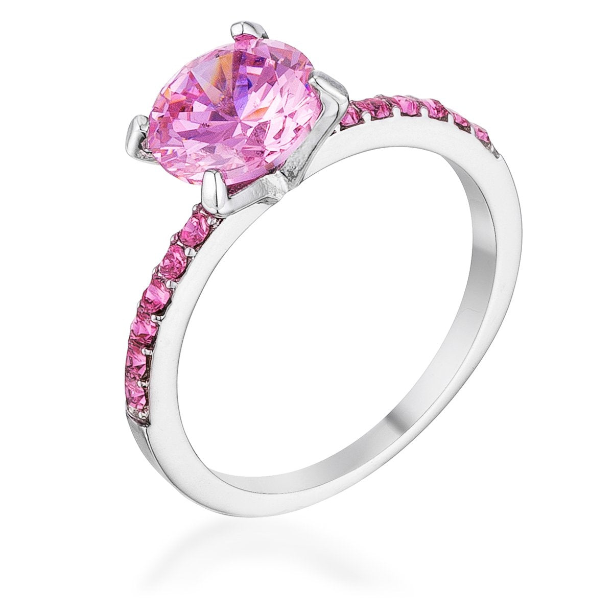 2.3CT Pink CZ Rhodium Ring - Charming Charlie