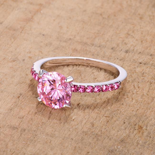 2.3CT Pink CZ Rhodium Ring - Charming Charlie