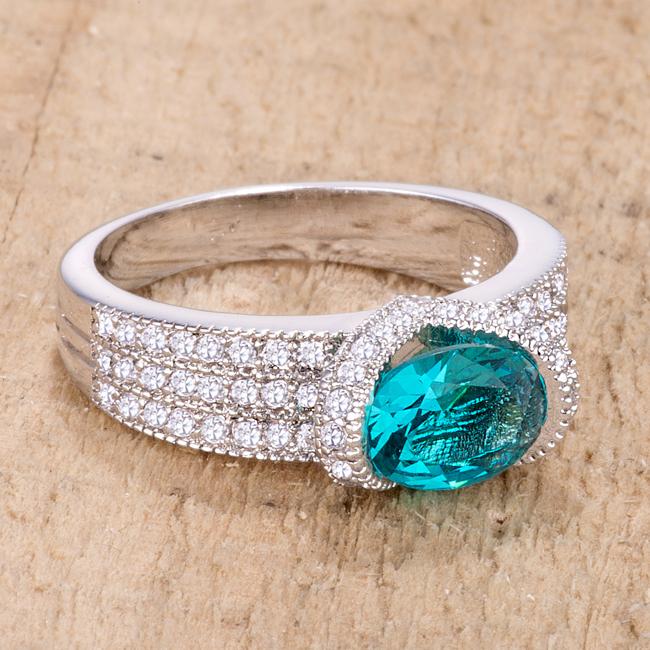 1.6 Ct Aqua Oval CZ Ring - Charming Charlie