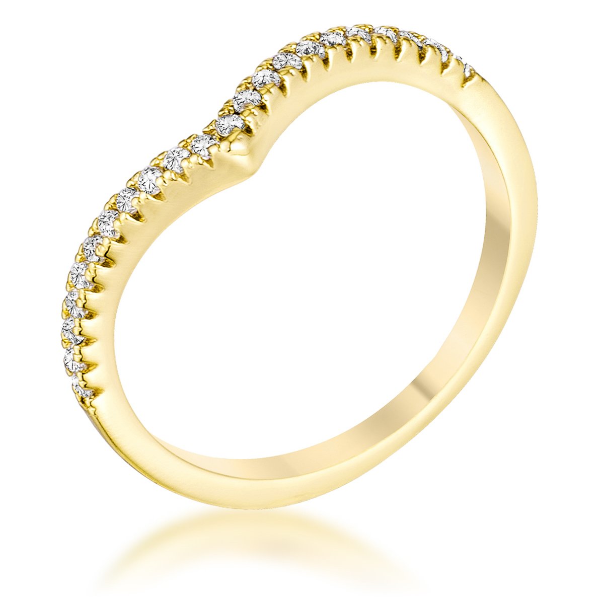 .22Ct Goldtone Chevron Ring with CZ - Charming Charlie