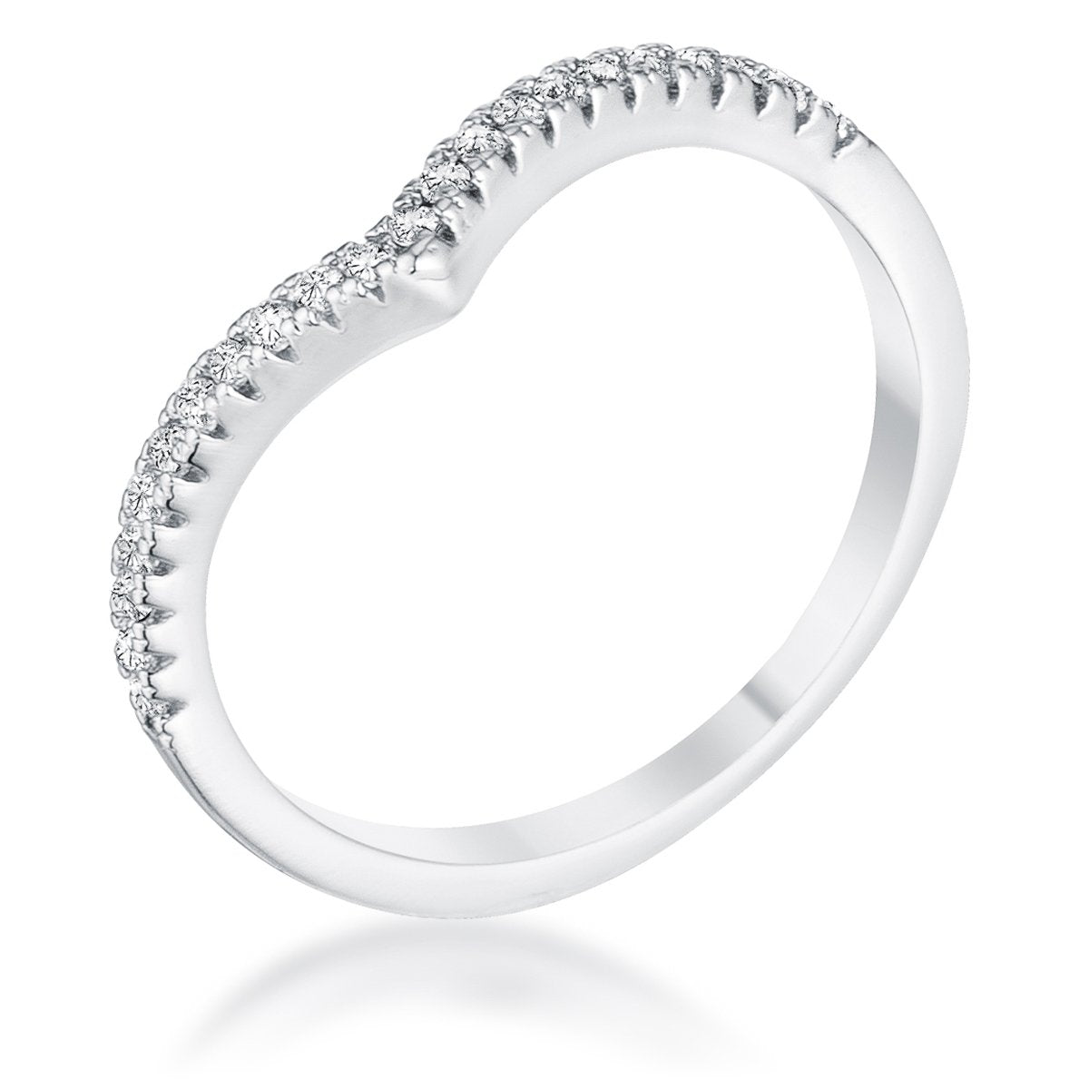 .22Ct Rhodium Chevron Ring with CZ - Charming Charlie