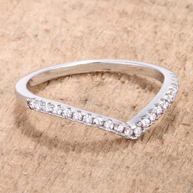 .22Ct Rhodium Chevron Ring with CZ - Charming Charlie