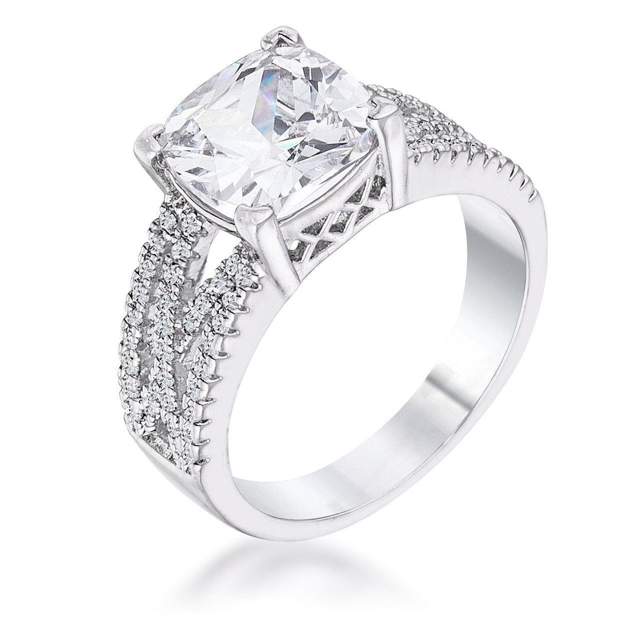 3Ct Elegant Rhodium Plated Criss-Cross Clear CZ Engagement Ring - Charming Charlie