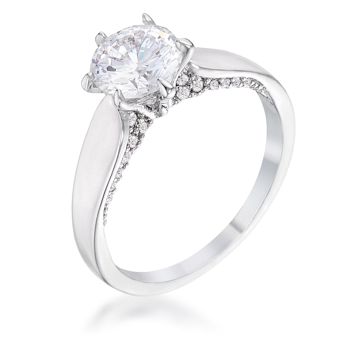 1.56Ct Contemporary Rhodium Plated CZ Solitaire Ring - Charming Charlie
