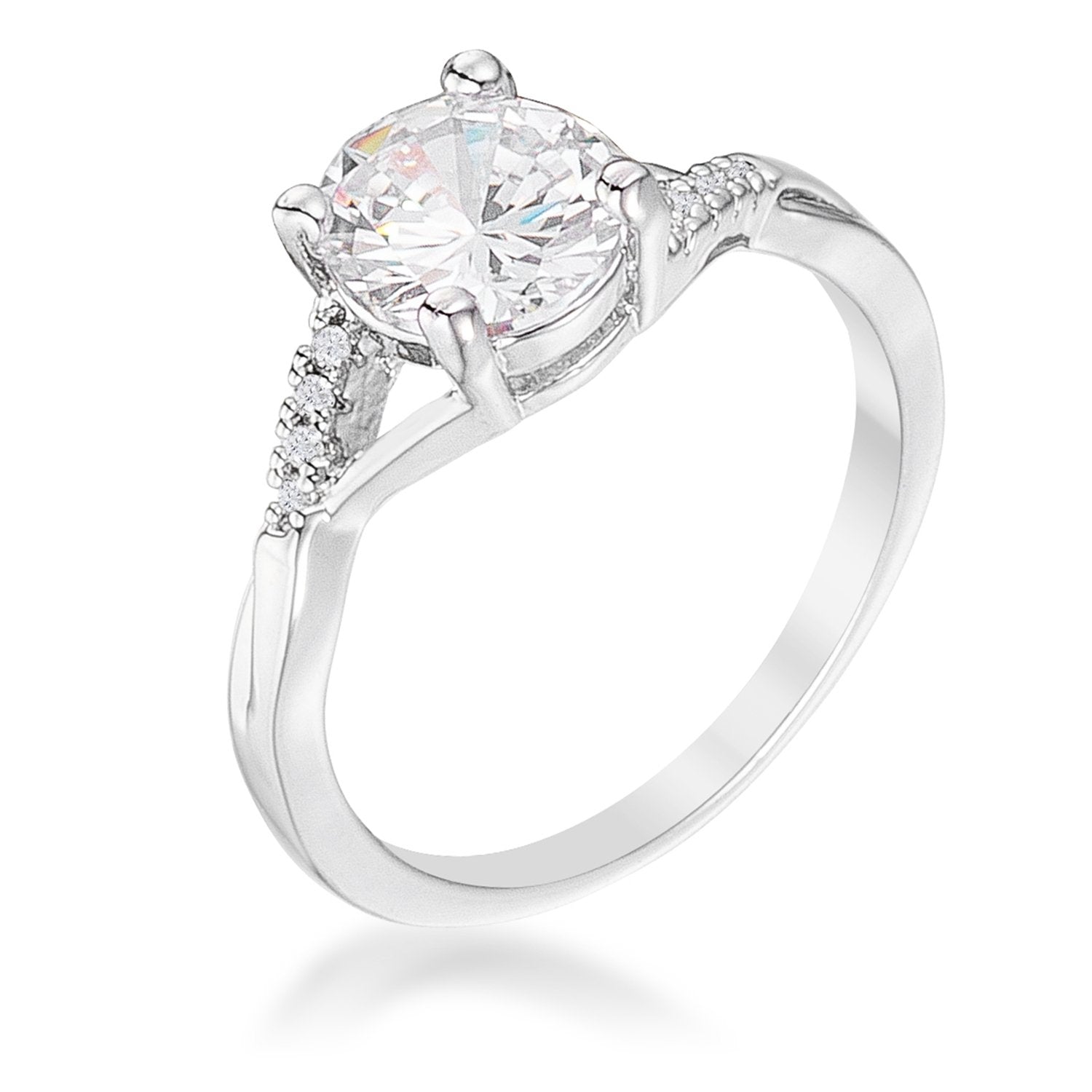 1.3Ct Rhodium Plated Simple Engagement Ring - Charming Charlie