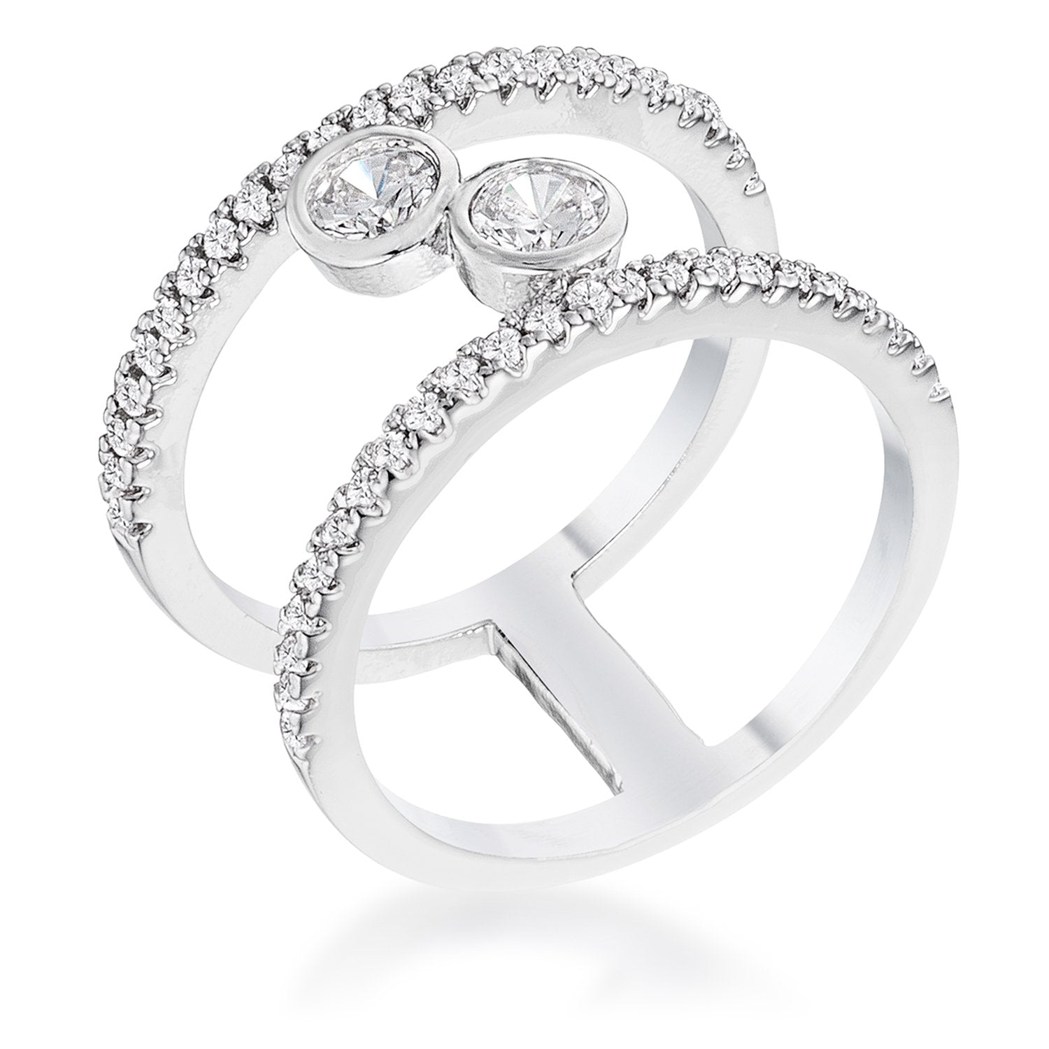 .86Ct Rhodium Plated Floating Bubbles CZ Ring - Charming Charlie