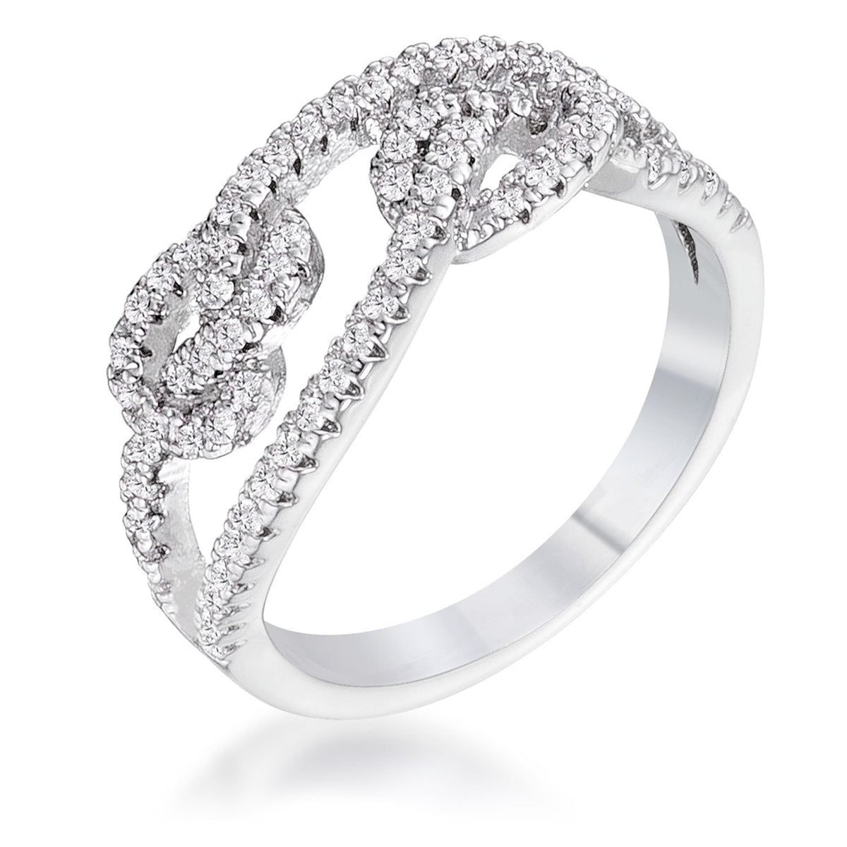 1.15Ct Rhodium Plated CZ Pave Double Knot Ring - Charming Charlie