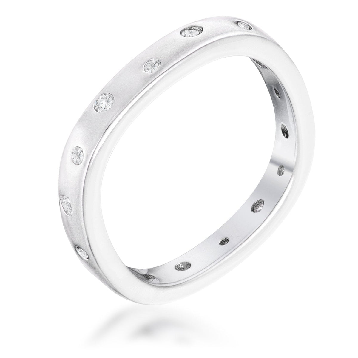 .23Ct Rhodium Plated Cz Speckled Square Shaped Stackable Band - Charming Charlie
