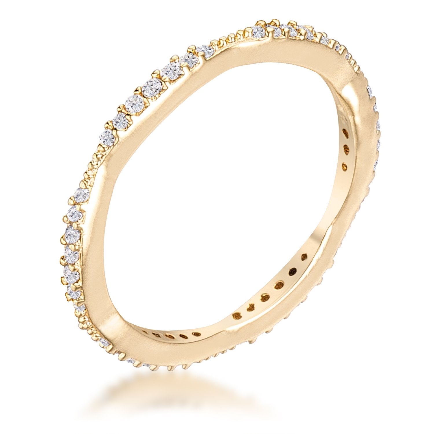 .42Ct Dainty 18k Gold Plated Micro Pave CZ Stackable Eternity Ring - Charming Charlie
