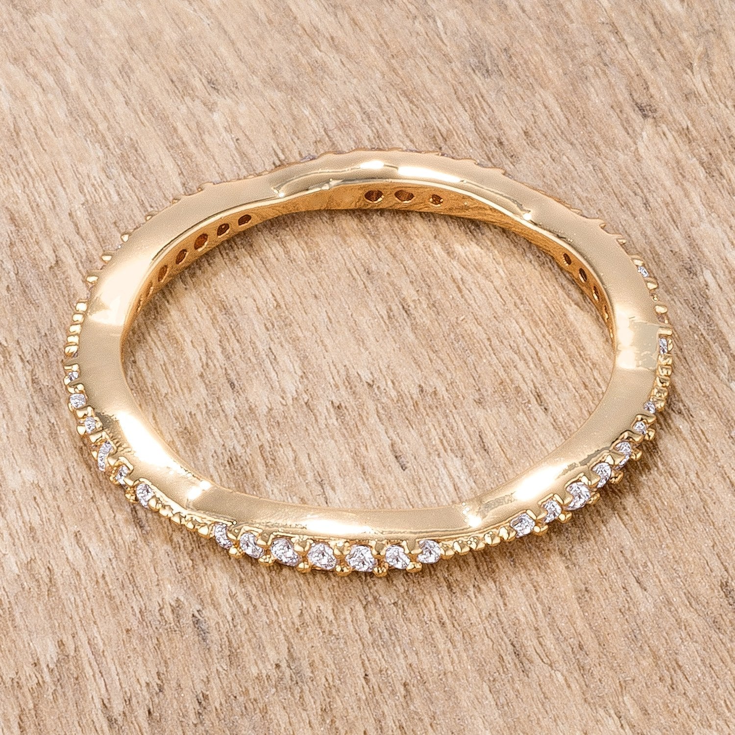 .42Ct Dainty 18k Gold Plated Micro Pave CZ Stackable Eternity Ring - Charming Charlie